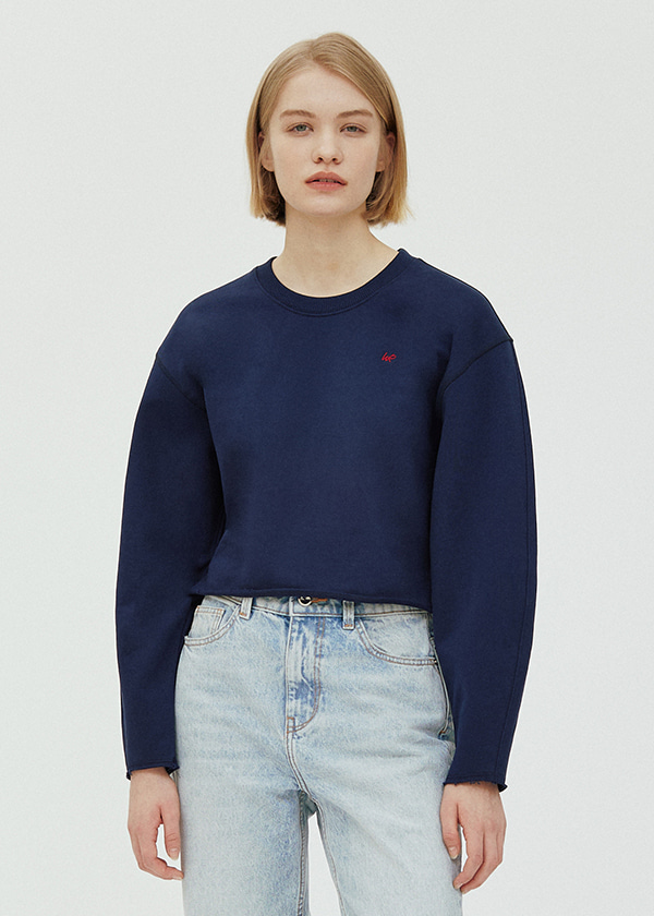 [예약배송] Cut off Crop  Sweatshirt_Navy