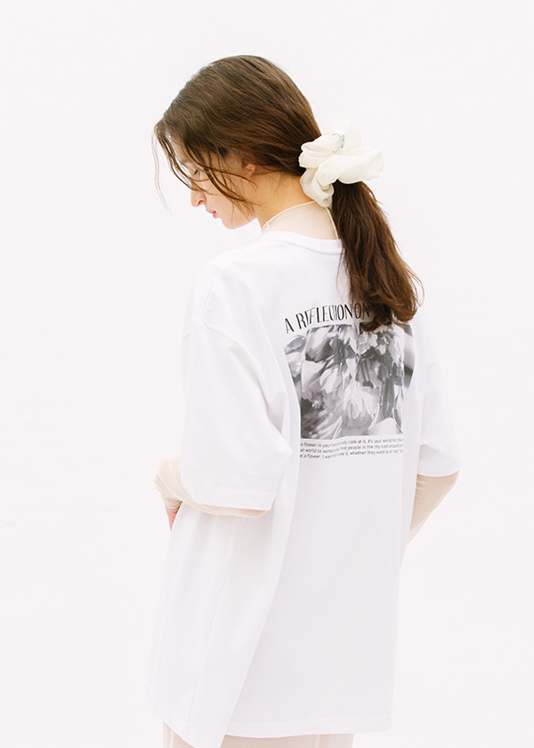Overfit Printing T-shirt_Back Flower