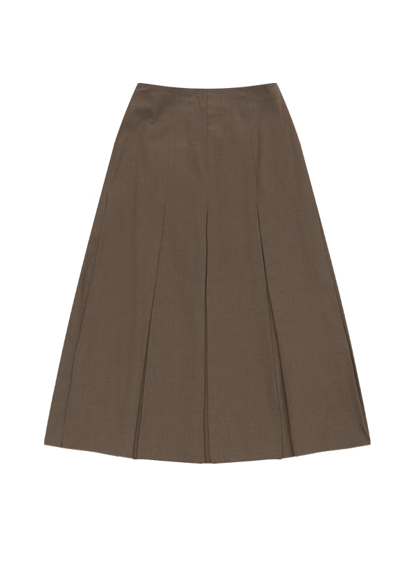 Inverted Pleats Skirt / Khaki Brown