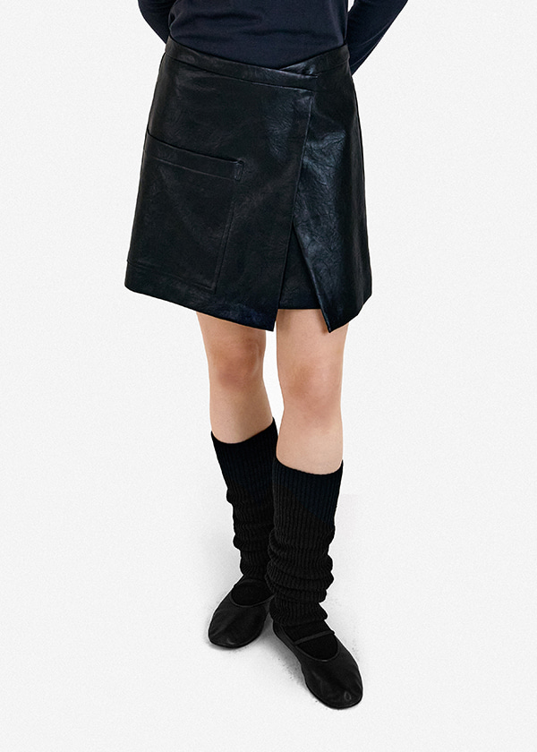 Pocket Mini Wrap Skirt_Black